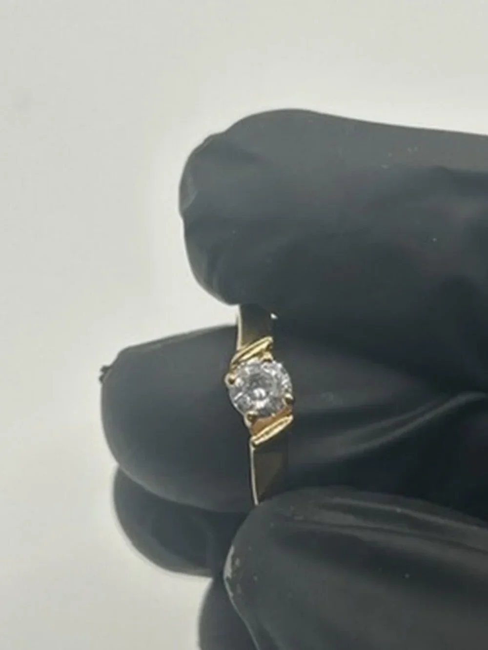 Vintage Gold Slanted CZ Ring Womens Cute 18k Plated Statement Dainty New